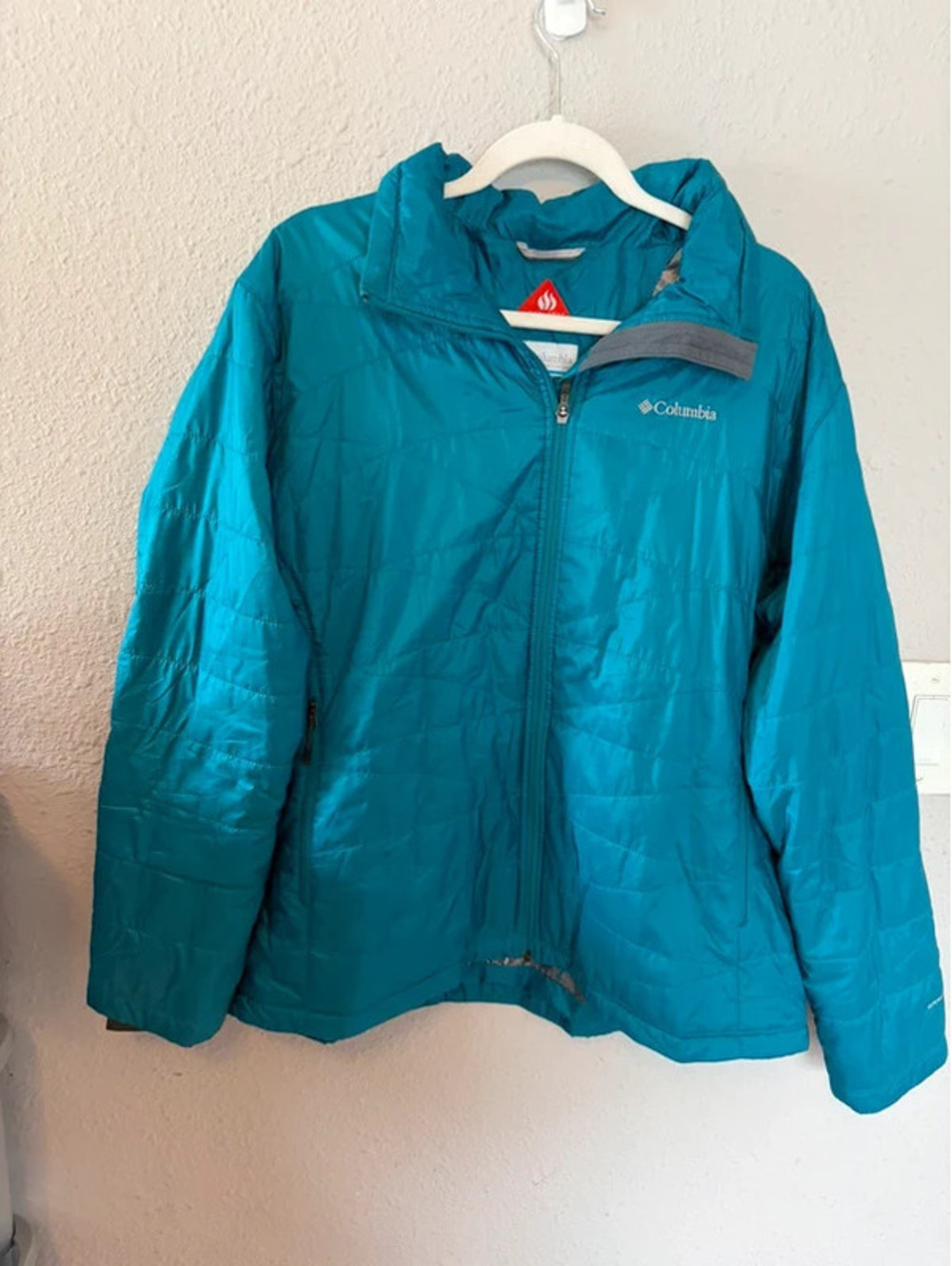 Columbia omni-heat turquoise blue lightweight puffer coat size 2X women's